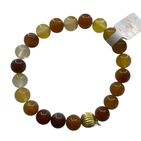 Multi-colored orange carnelian gemstone bracelet - Picture 5 of 5